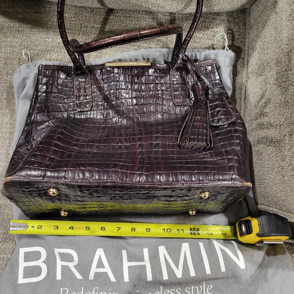 Brahman embossed  leather satchel